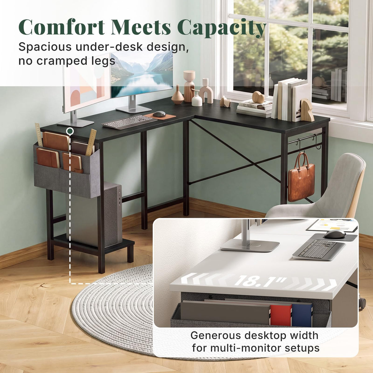 L Shaped Gaming Desk with PC Stand R206955