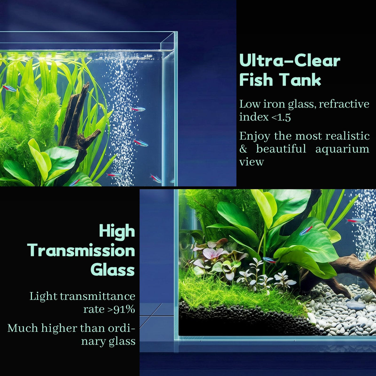 2 Gallon Glass Fish Tank Starter Kit with Fish Net V646