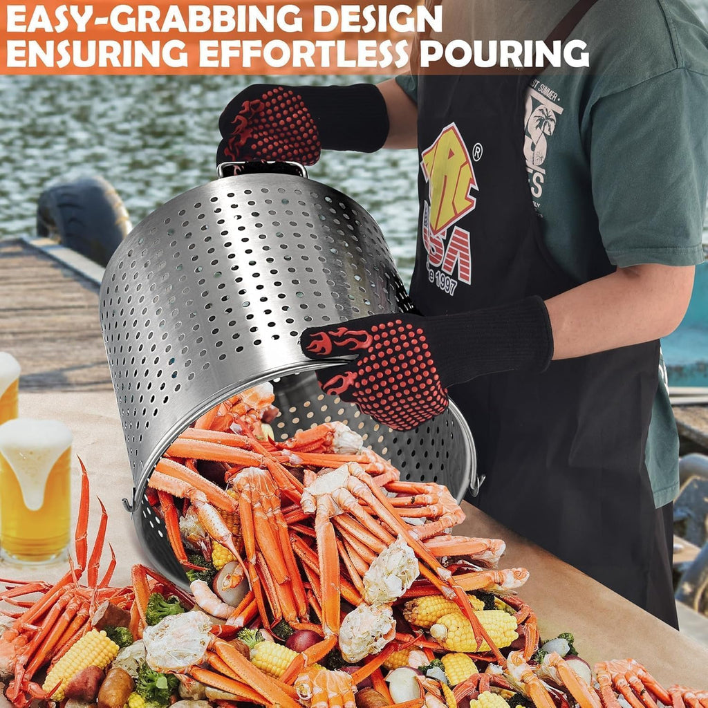 40 Quart Stainless Steel Stockpot with Basket and Steam Rack P898135