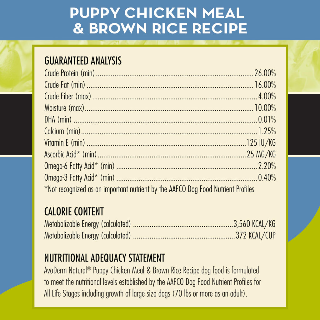Natural Chicken Meal & Brown Rice Dry Puppy Food 15 lb F42154