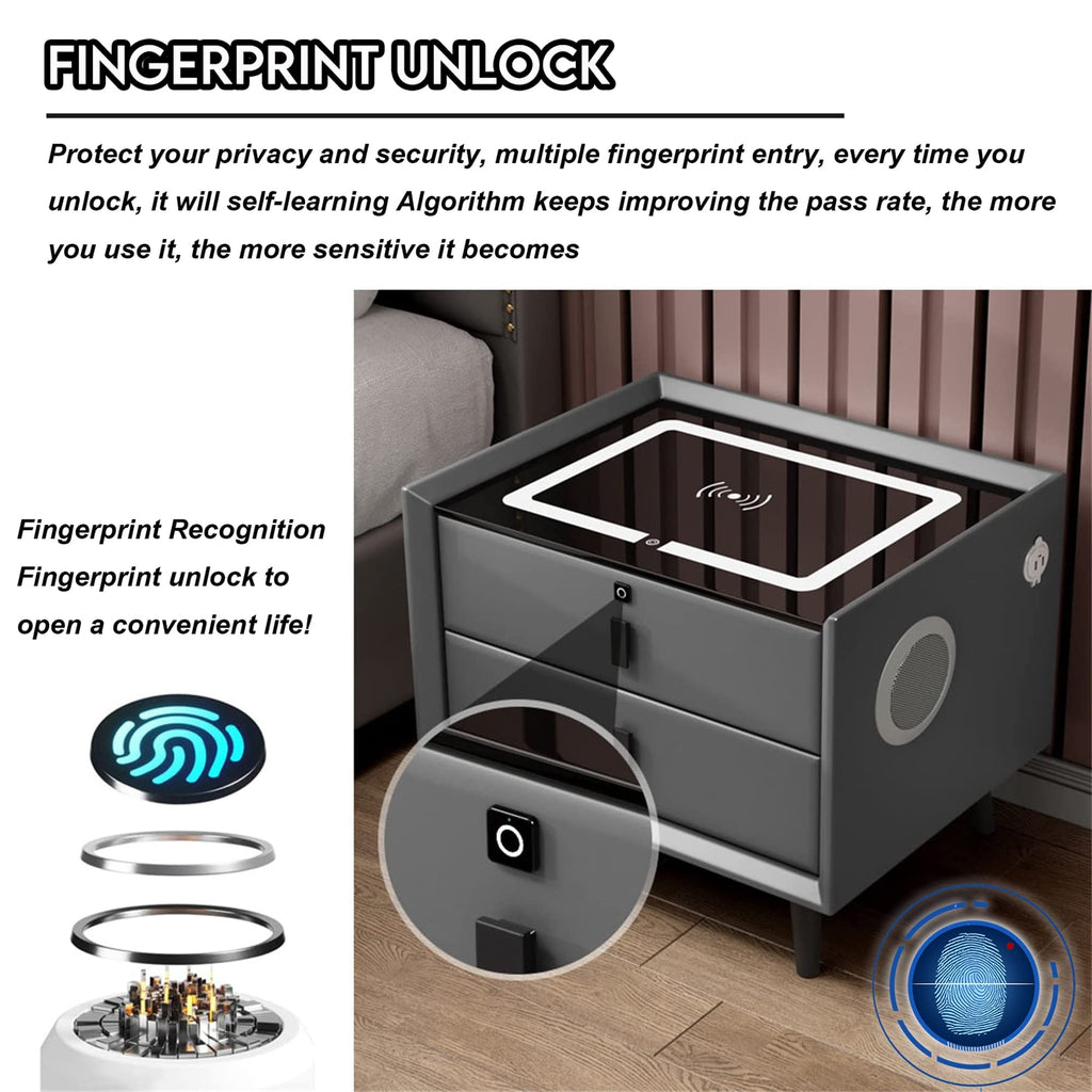 Orange 3 Drawer Nightstand with Wireless Charging Station and USB Charging F208