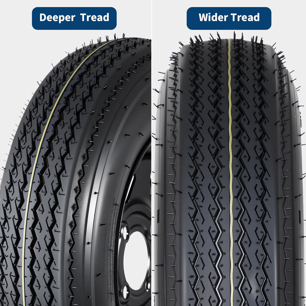 2-Pack 5.30-12 Trailer Tires with Rim, 6-Ply, 1050 LBS Load A50295