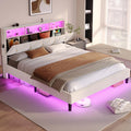 Full Size Velvet Upholstered Platform Bed Frame with Storage Headboard H70450