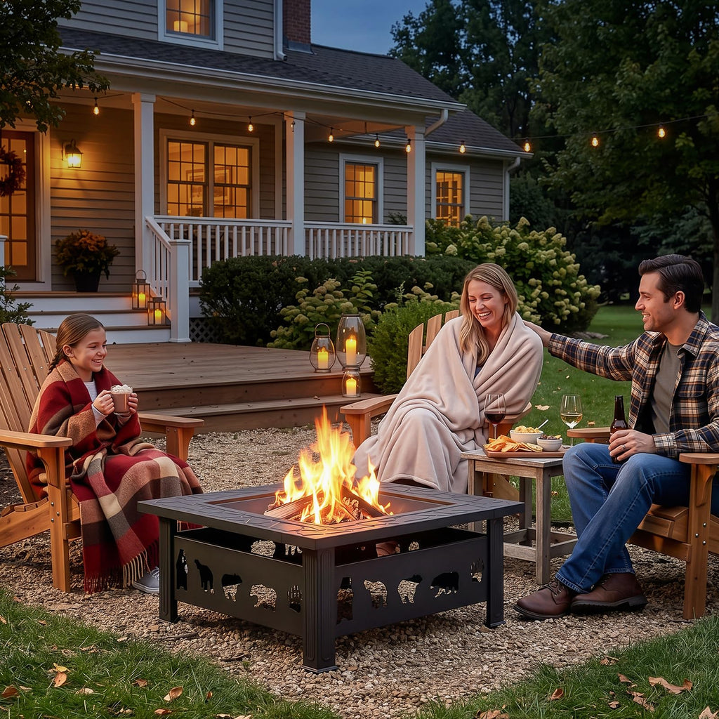 32 Inch Square Metal Patio Fire Pit Table Z402
