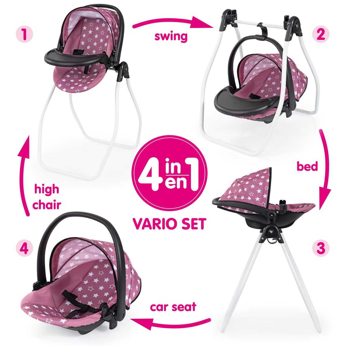 Pink Convertible Highchair & Swing W829