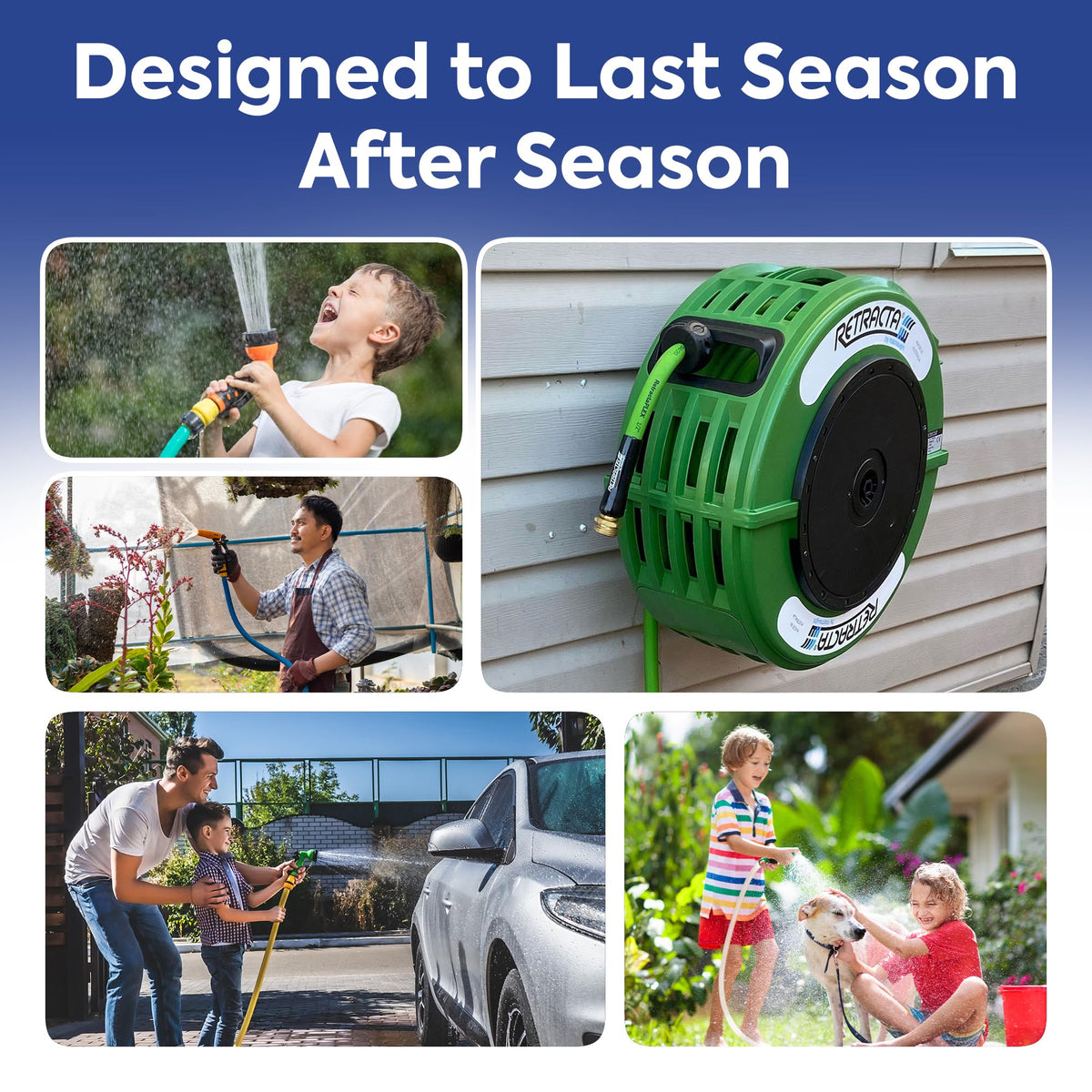 60 Ft Heavy Duty Retractable Garden Hose Reel with Swivel Bracket R376