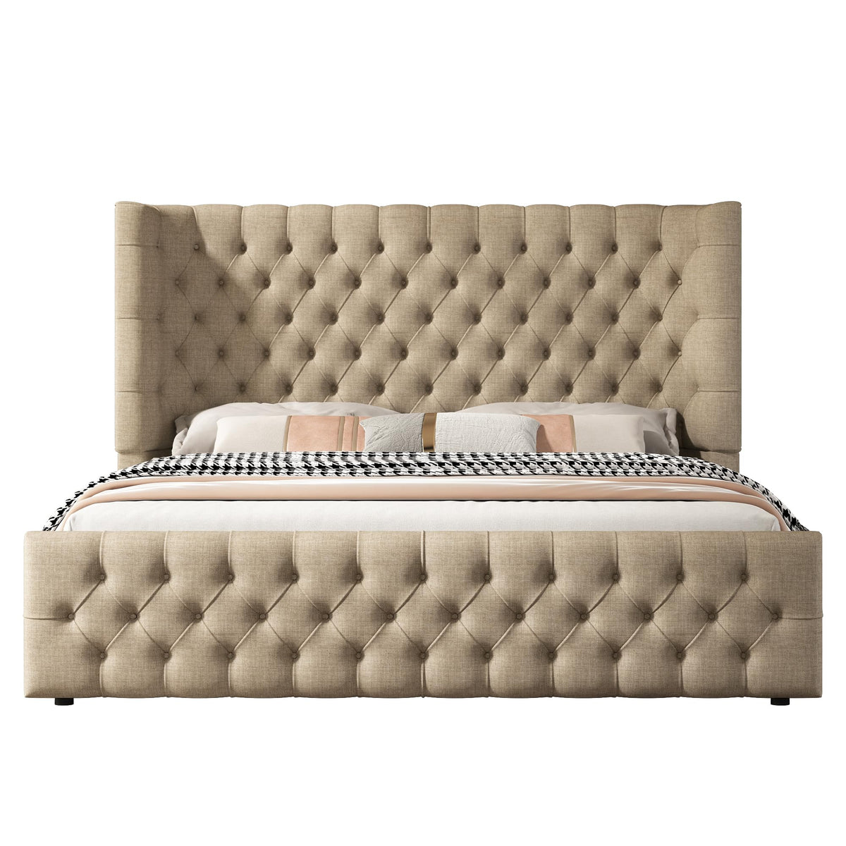 Cal King Bed Frame with Sleigh Headboard & Footboard G61698