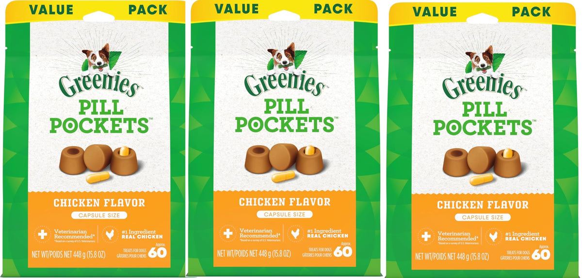 Chicken Flavor Capsule Treats for Dogs 15.8-Ounce 3 Pack G66259