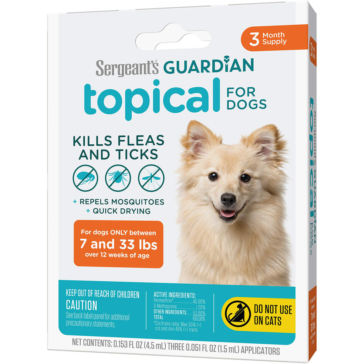 Flea & Tick Topical Dogs 7-33 lbs 3-Month G833656