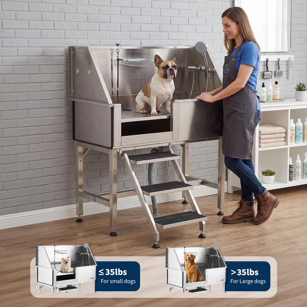 46 Inch Stainless Steel Dog Washing Station with Access Stairs C30216