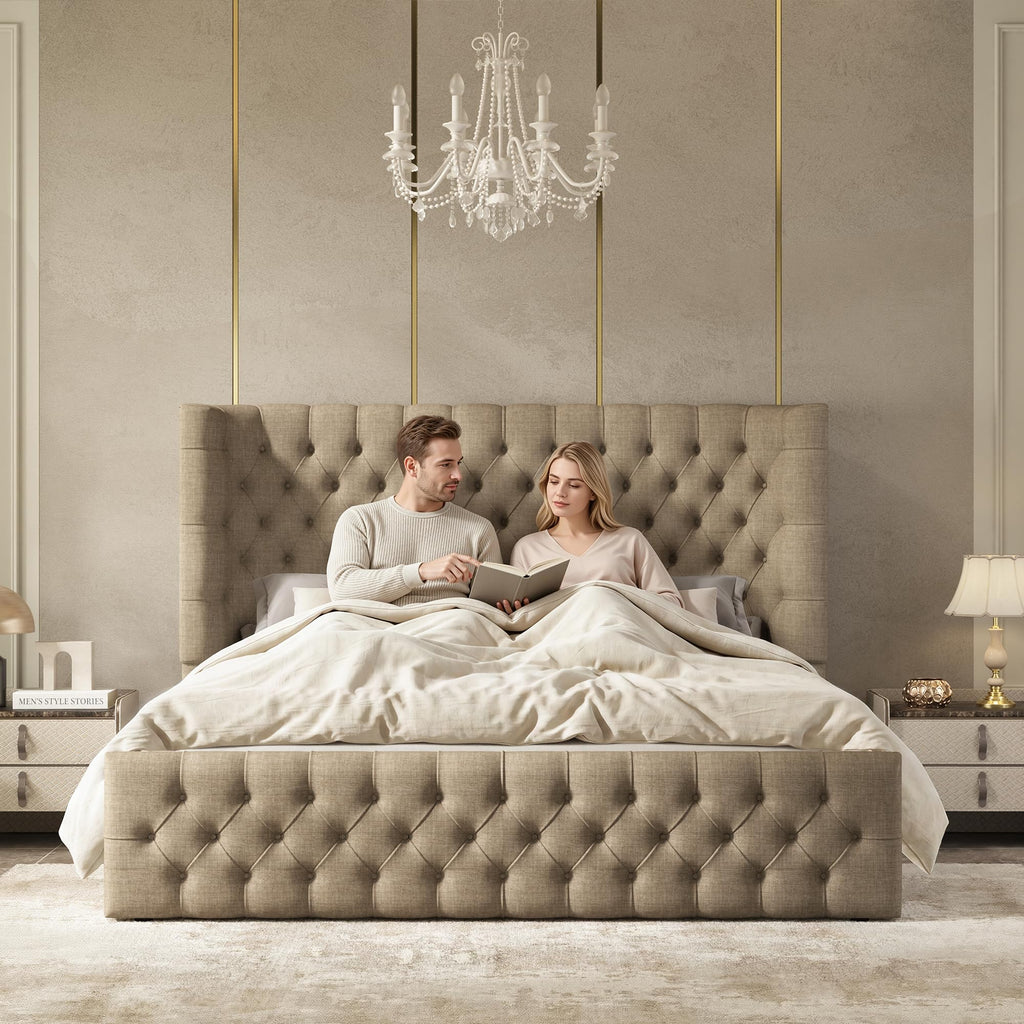 Cal King Bed Frame with Sleigh Headboard & Footboard G61698