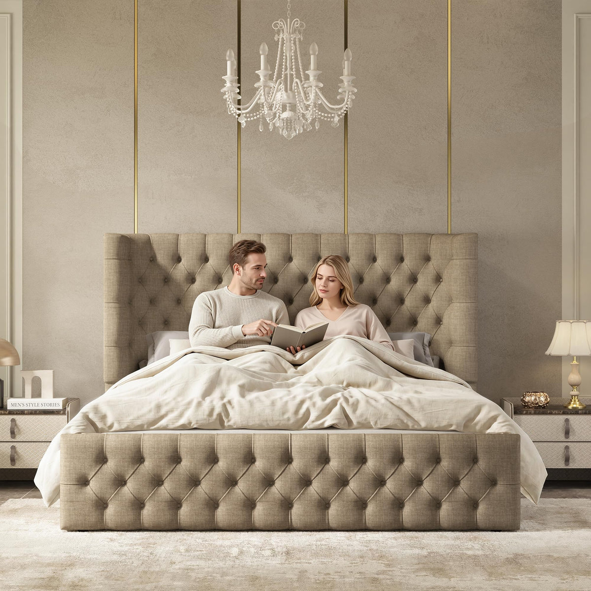 Cal King Bed Frame with Sleigh Headboard & Footboard G61698