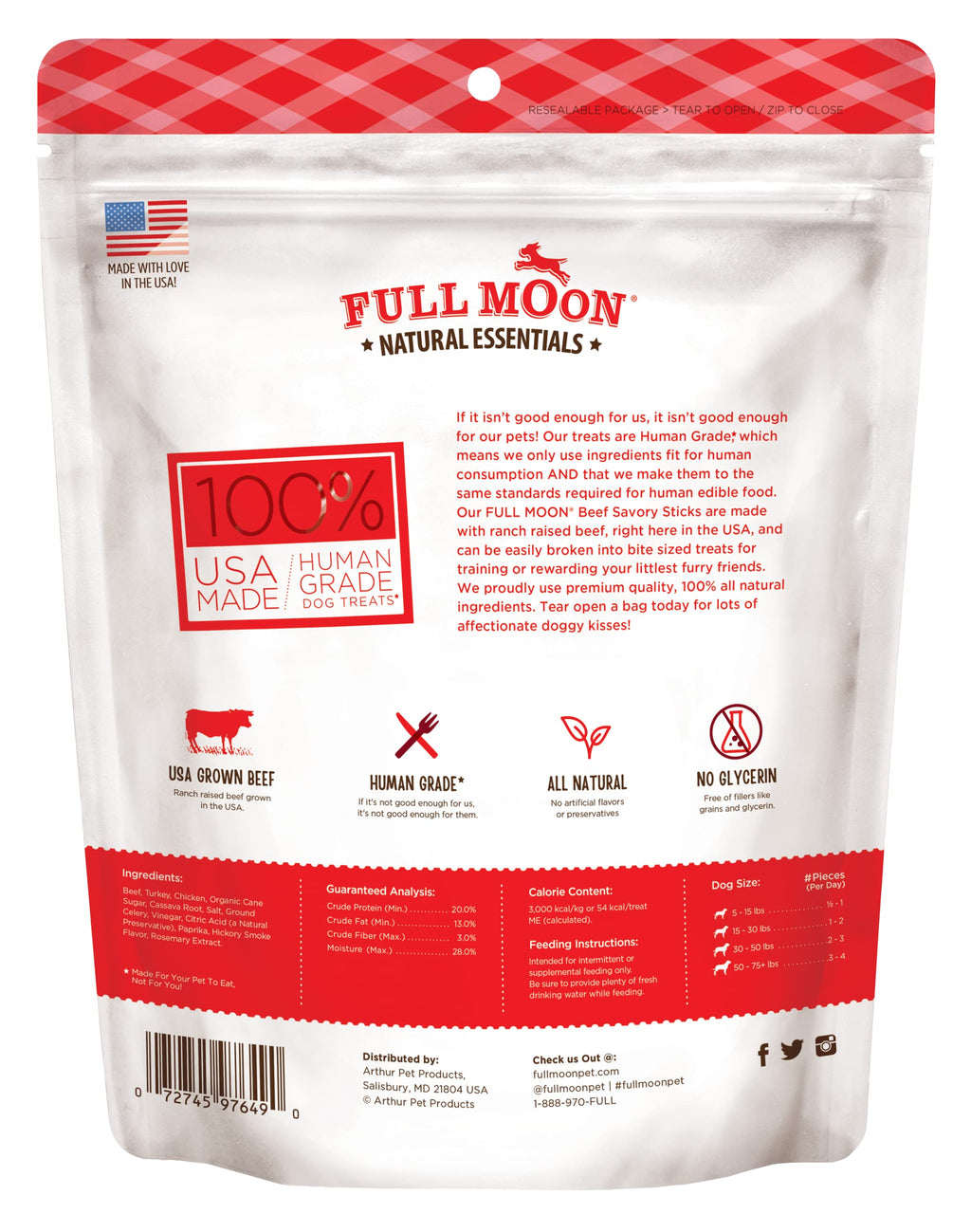 All Natural Human Grade Dog Treats Beef Savory Sticks 22 Ounce M611025