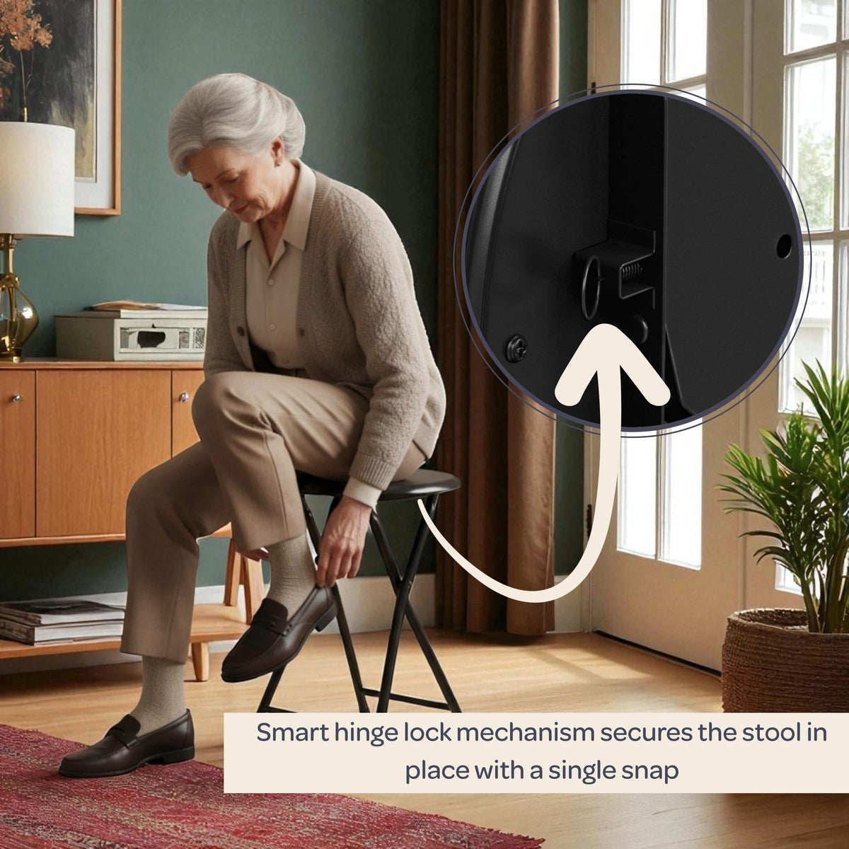 Black 18 Inch Portable Folding Stool T761771