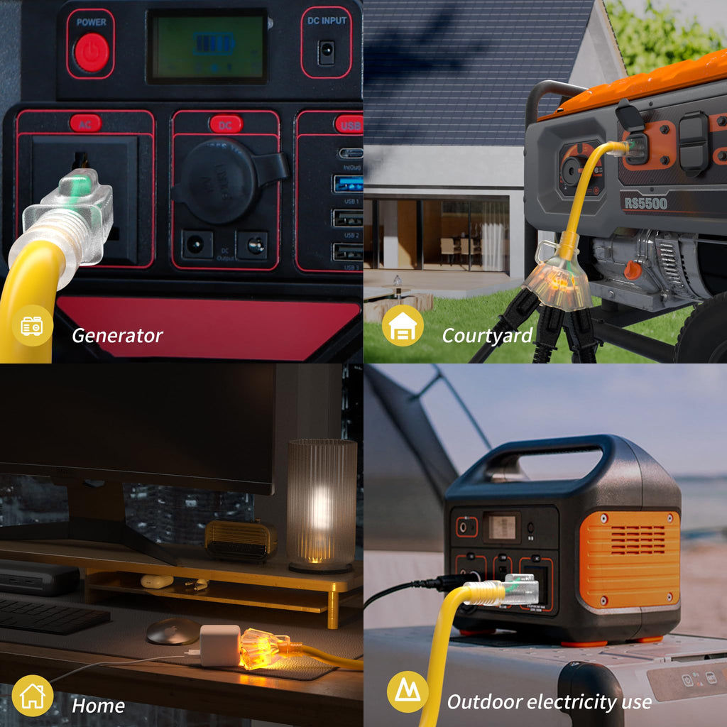12 FT 12 Gauge Yellow Heavy Duty Outdoor Extension Cord Waterproof A384