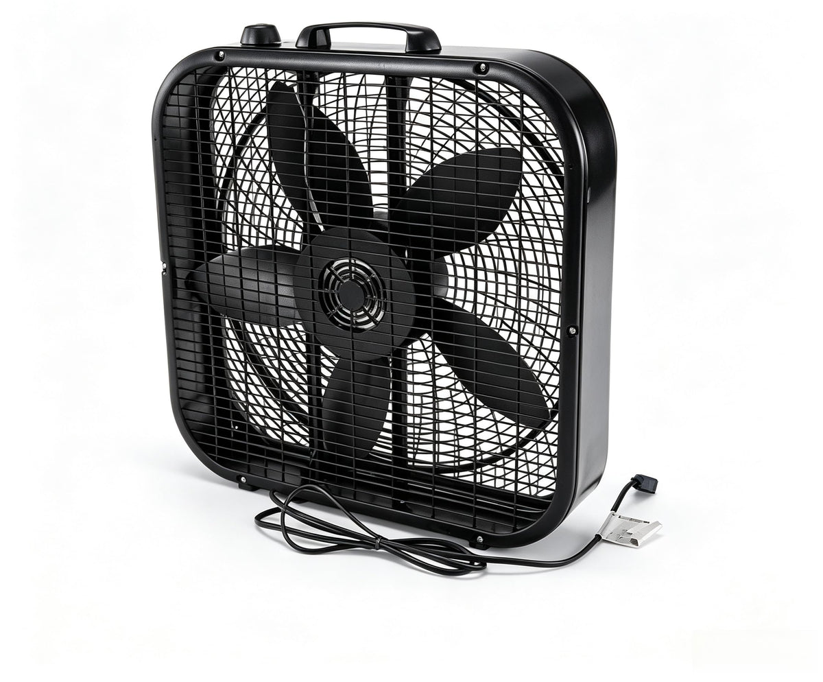 20 Inch Black 3-Speed Box Fan with Handle B180050