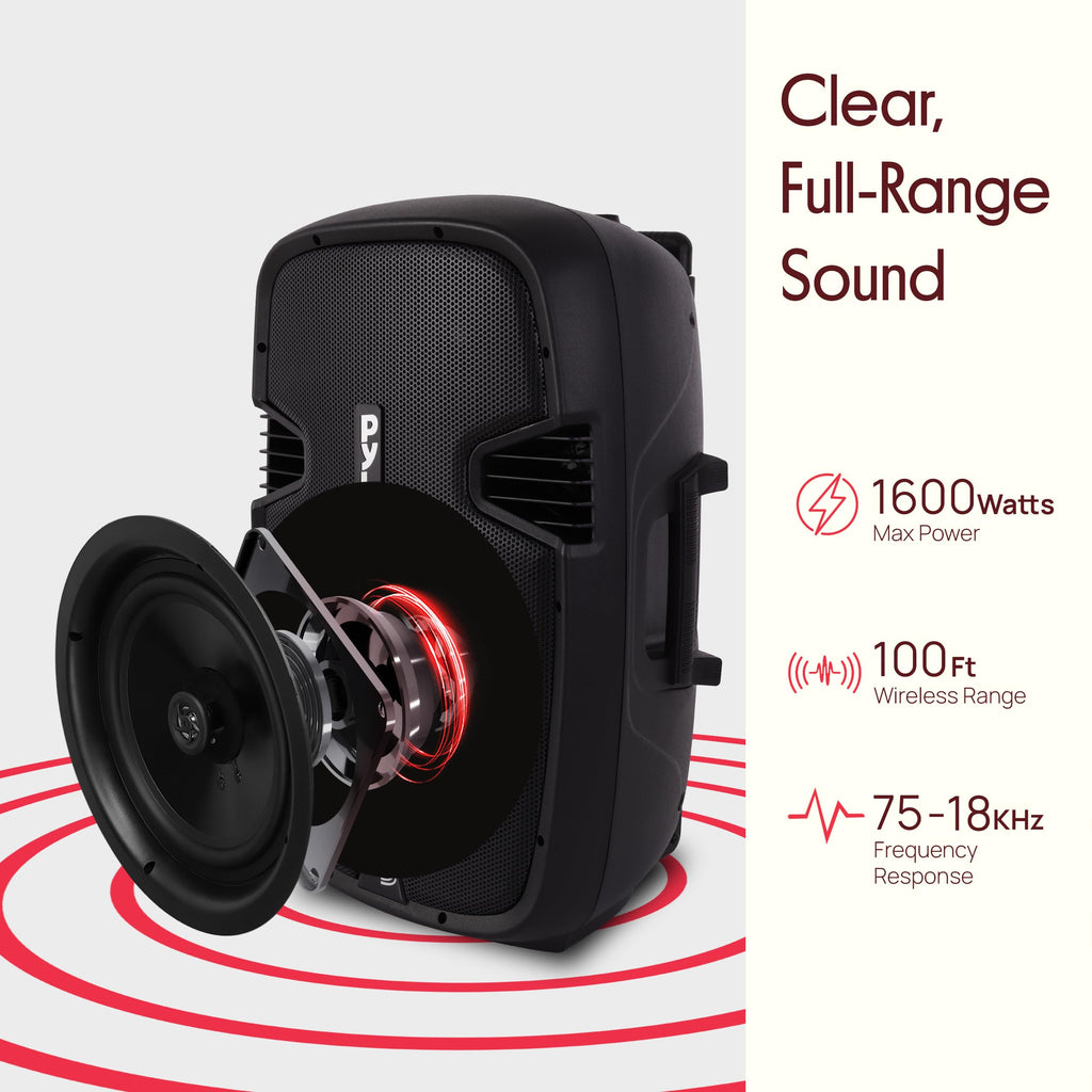 15-Inch Portable PA Speaker System with 2 UHF Microphones W42012