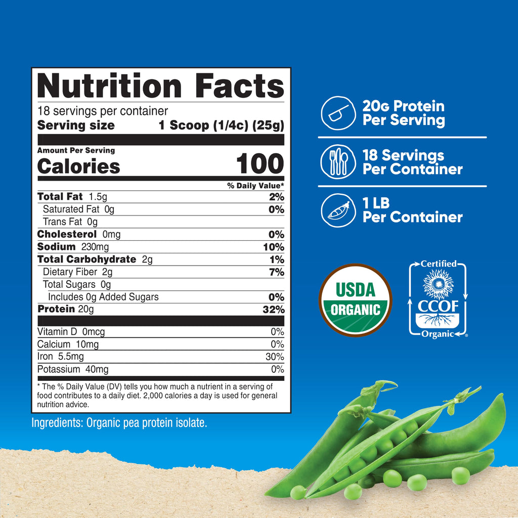 Organic Pea Protein Powder 1 LB Unflavored I91356