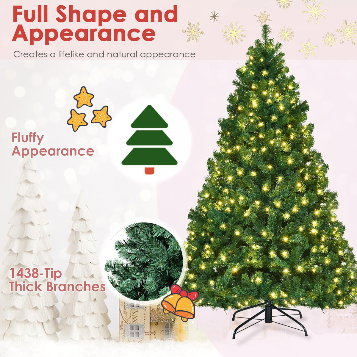 8ft Prelit Artificial Christmas Tree with 430 Warm White LED Lights Z514570