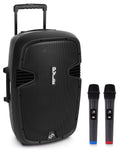 15-Inch Portable PA Speaker System with 2 UHF Microphones W42012