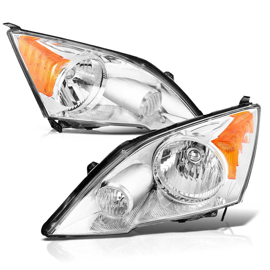 Halogen Headlight Assembly Pair Chrome Housing Clear Lens N45502