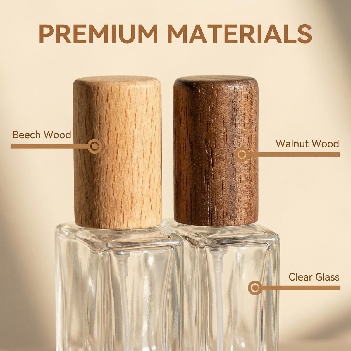 2 Pcs 15ml Clear Mini Glass Perfume Bottle with Wood Lid Q1843
