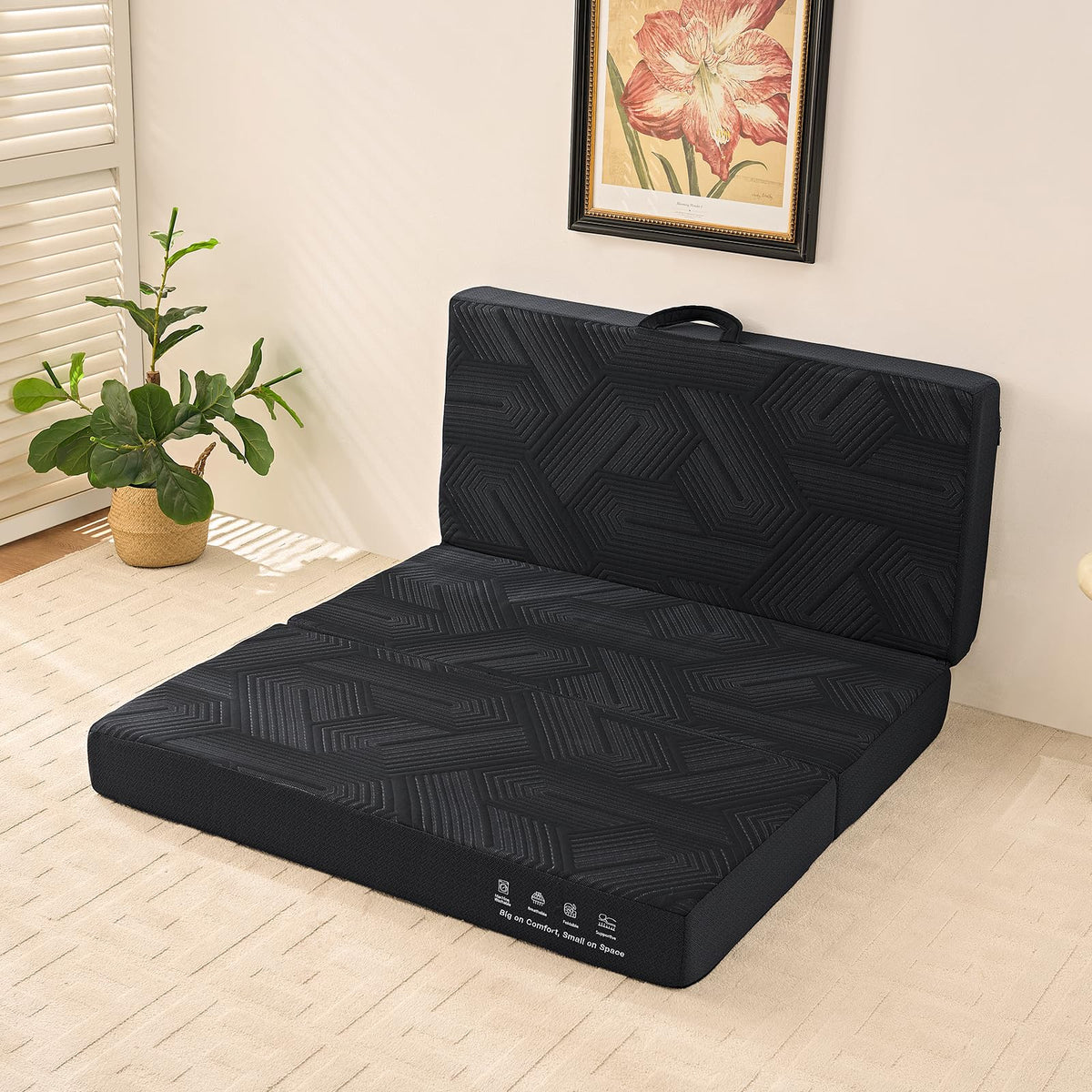 6 Inch Memory Foam Tri-Fold Twin Mattress with Washable Cover R68297