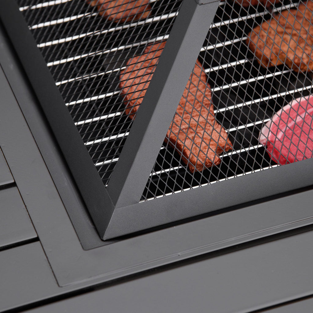 34" Black Metal Fire Pit with Grill P604