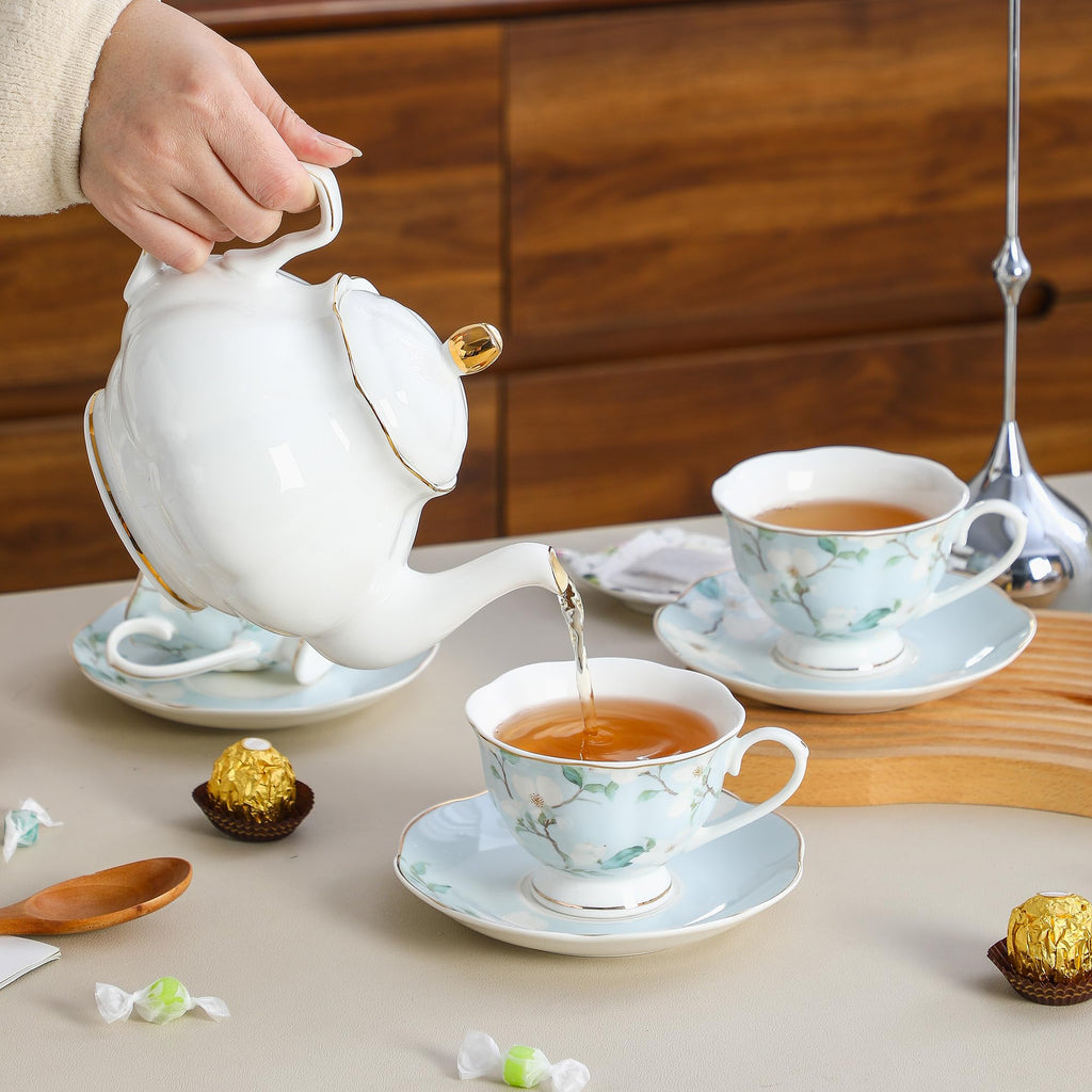 6oz Porcelain Tea Cup & Saucer Set of 6 J613