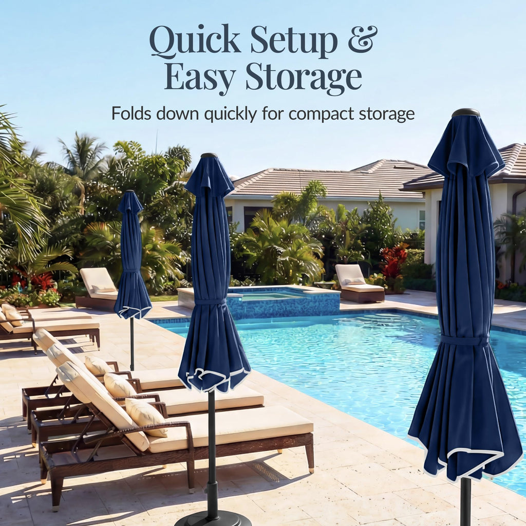 9ft Navy Patio Market Umbrella with Crank & Tilt H201