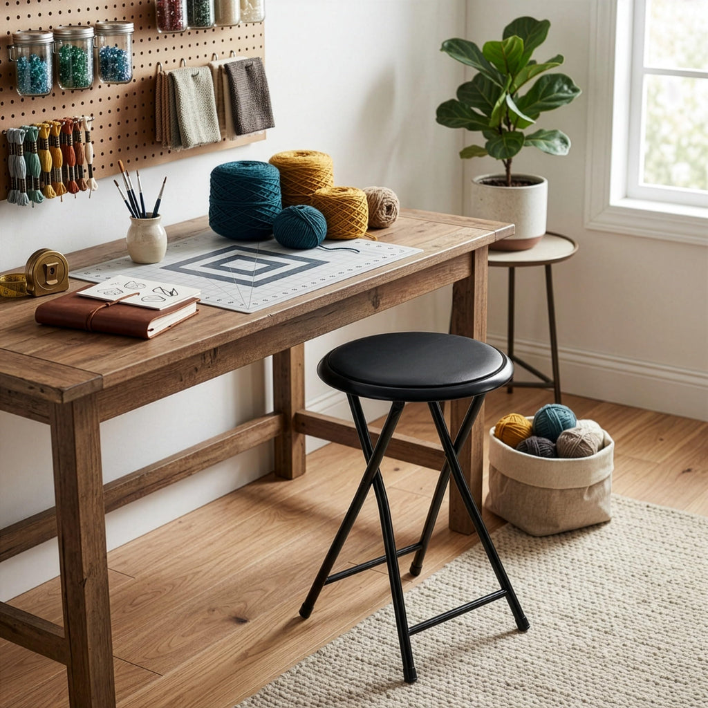 Black 18 Inch Portable Folding Stool T761771