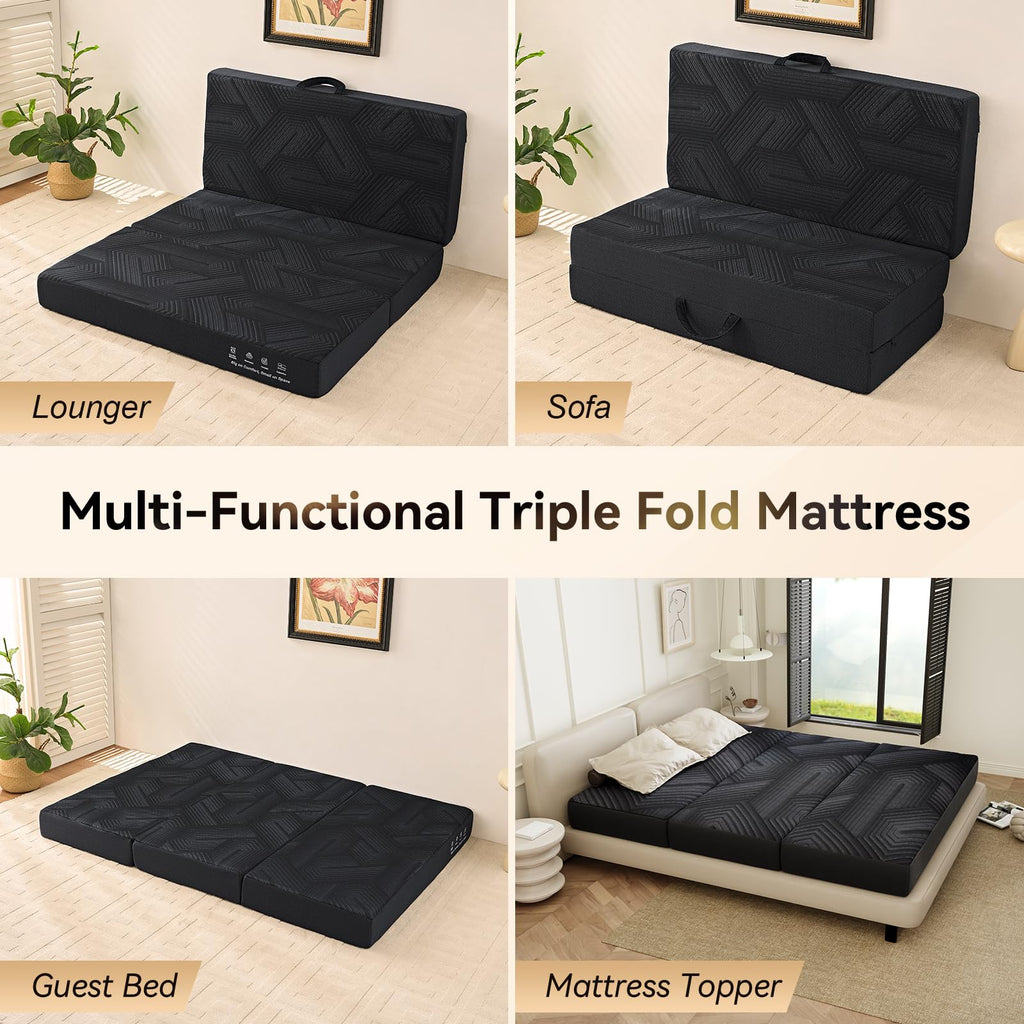 6 Inch Memory Foam Tri-Fold Twin Mattress with Washable Cover R68297