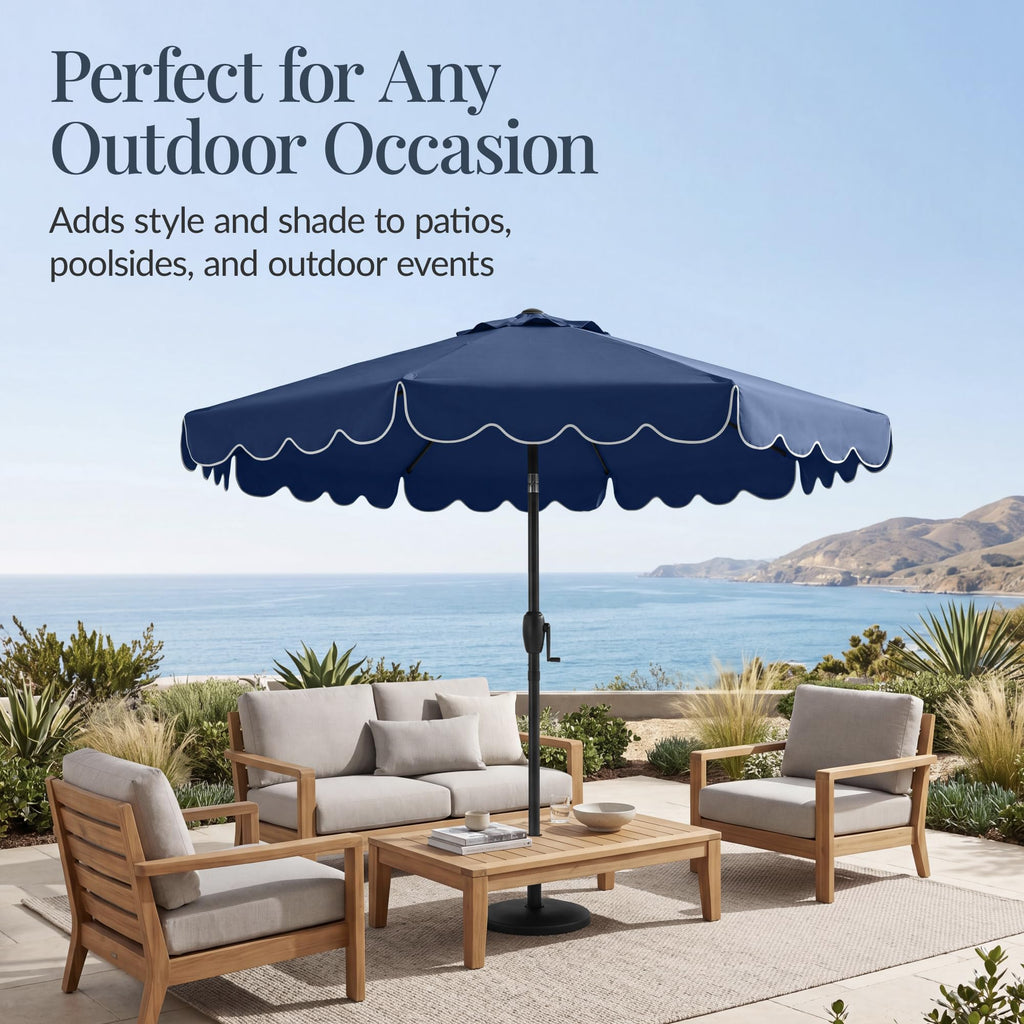 9ft Navy Patio Market Umbrella with Crank & Tilt H201