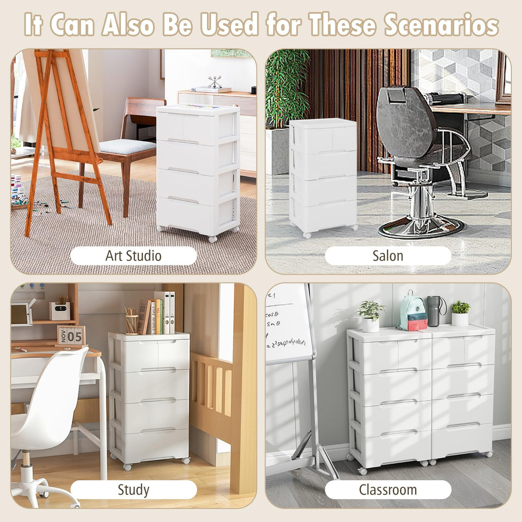 White 5 Drawer Rolling Plastic Storage Cart S663096