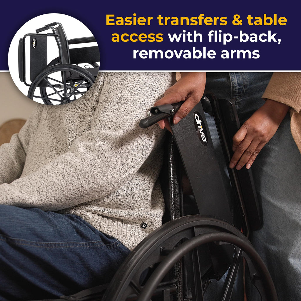 Lightweight Wheelchair Full Arms Black 18" K35488
