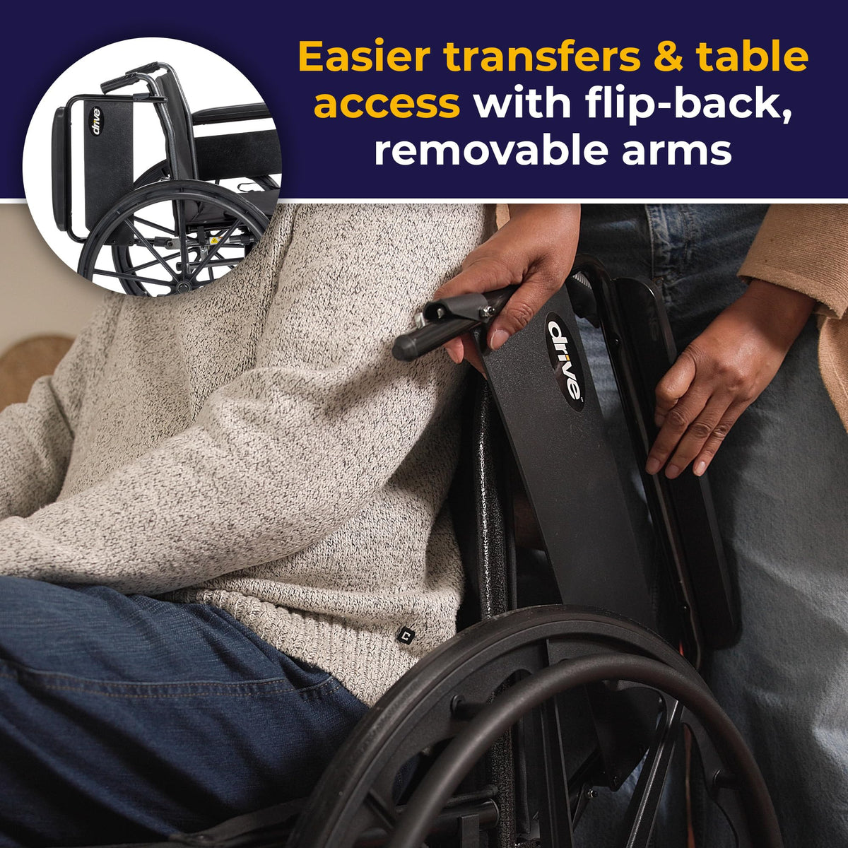 Lightweight Wheelchair Full Arms Black 18" K35488