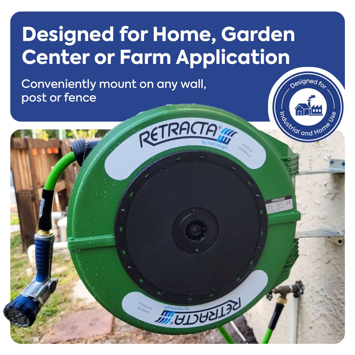 60 Ft Heavy Duty Retractable Garden Hose Reel with Swivel Bracket R376