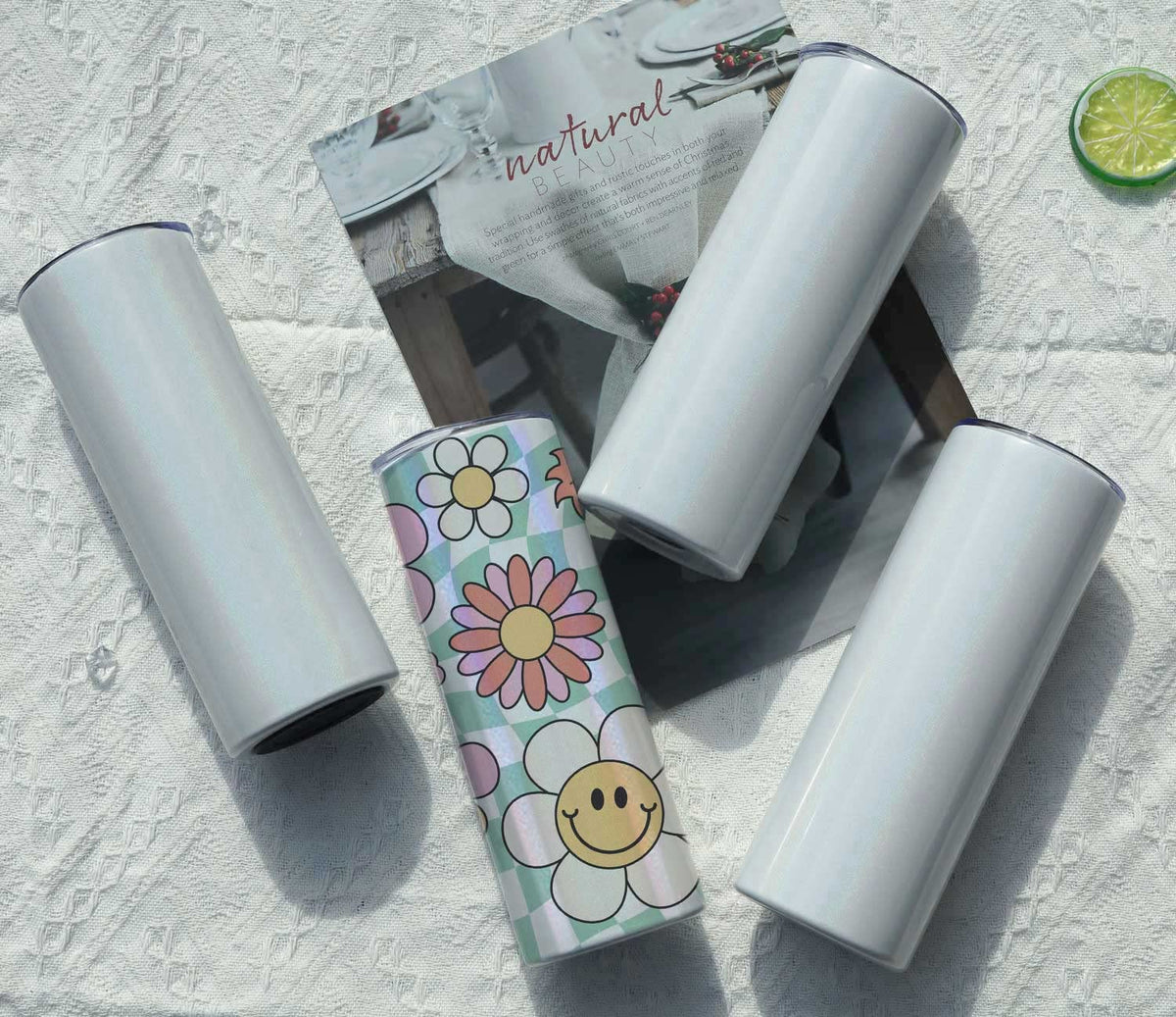 20 Oz 8 Pack Stainless Steel Glitter Sublimation Tumblers Y7965