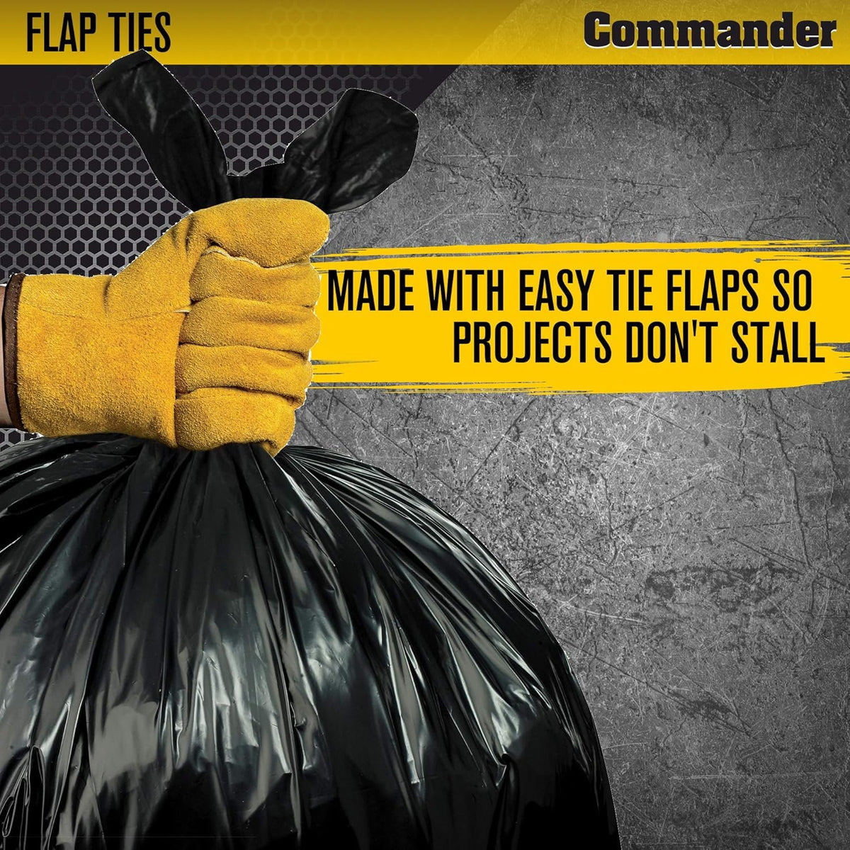 55 Gallon Heavy Duty Contractor Bags with Flap Ties, Pack of 10 Q607