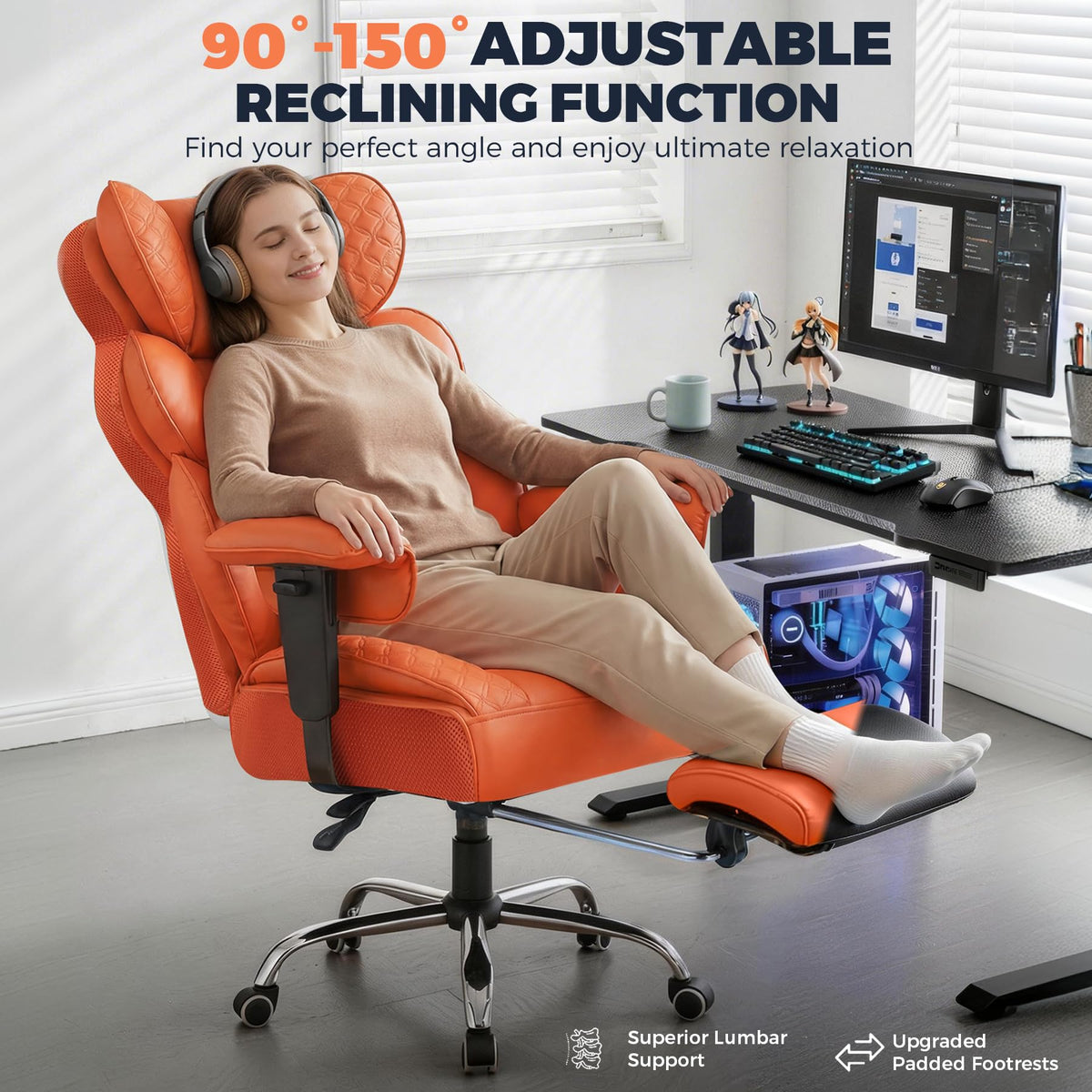 Big and Tall Ergonomic Gaming Chair with Footrest H13524
