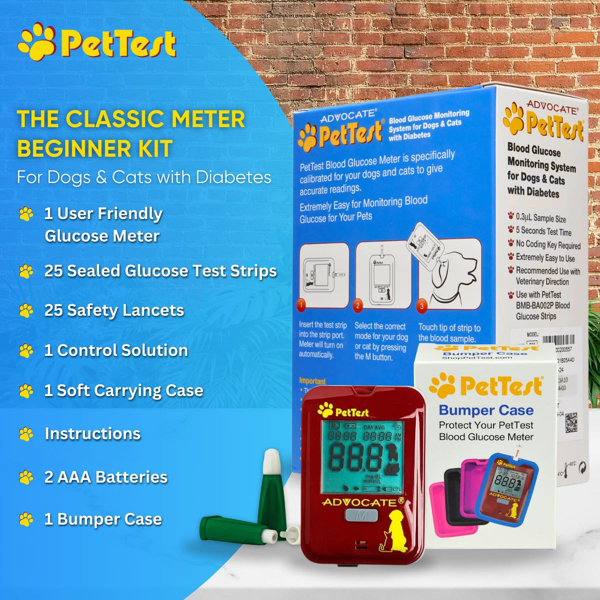 Pet Glucose Monitor Kit and Pink Bumper Case R8557