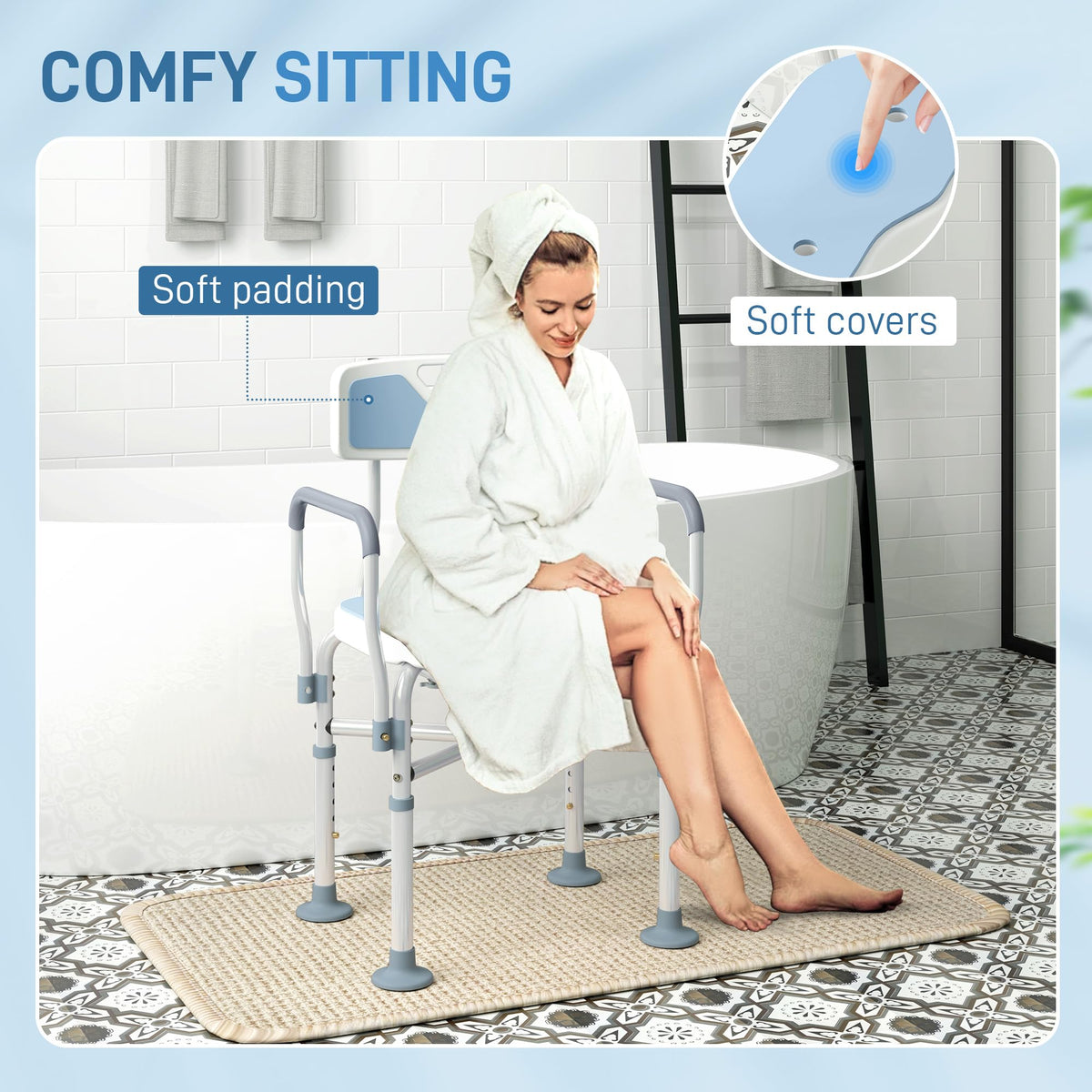 Padded Shower Chair with Arms and Back I277