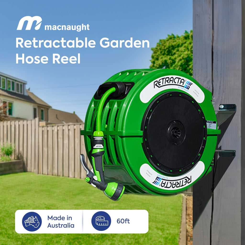 60 Ft Heavy Duty Retractable Garden Hose Reel with Swivel Bracket R376