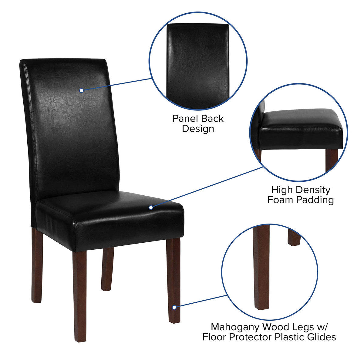 Black Faux Leather Parsons Chair 4-Pack Z84936