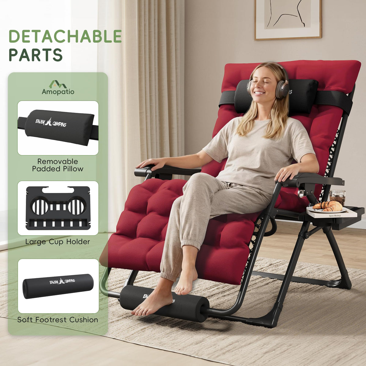 Oversized Folding Reclining Patio Lounge Chair X81251