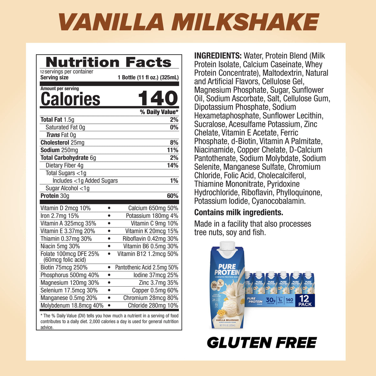 Vanilla Protein Shake, 30g Complete Protein I8213
