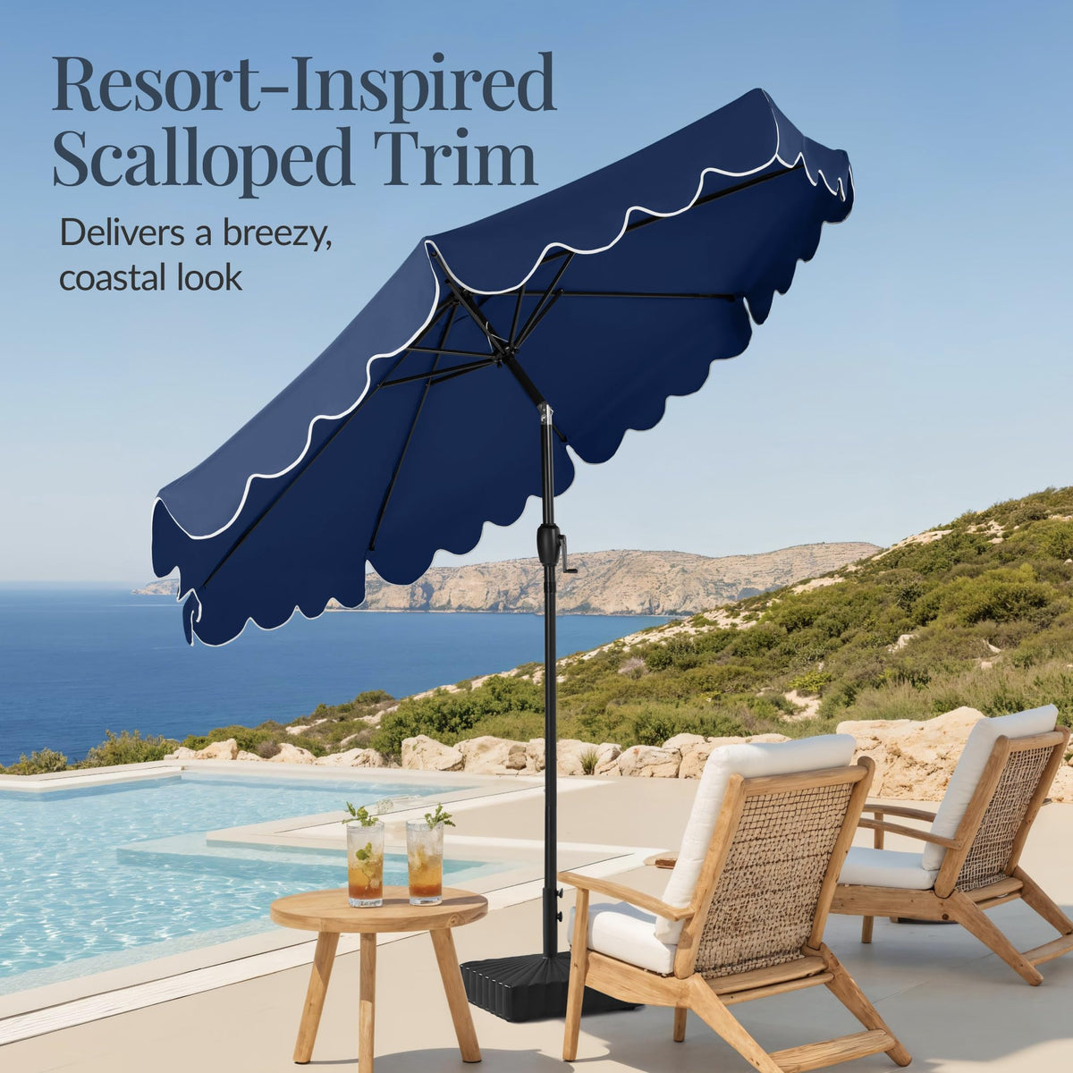 9ft Navy Patio Market Umbrella with Crank & Tilt H201
