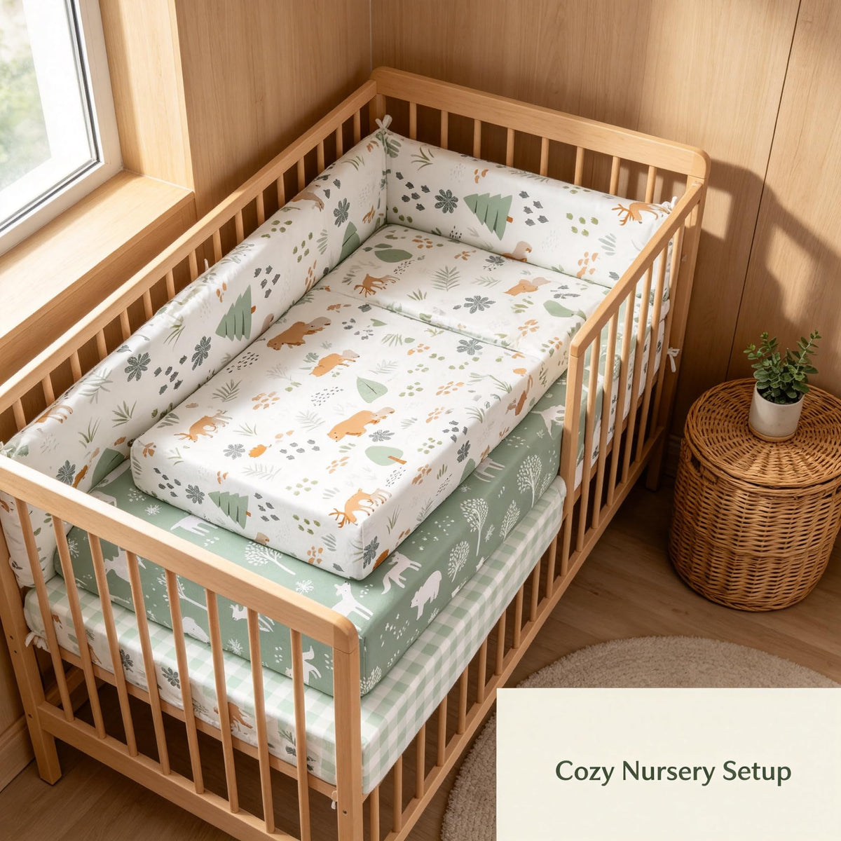 3 Pack Fitted Neutral Baby Crib Sheets Z238547