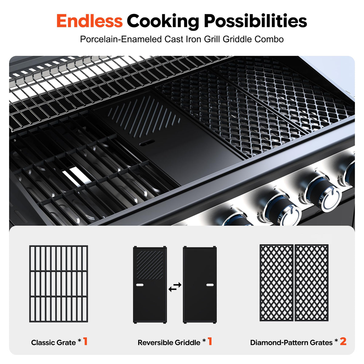 6-Burner Propane Gas Grill with Infrared Sear Side Burner U306