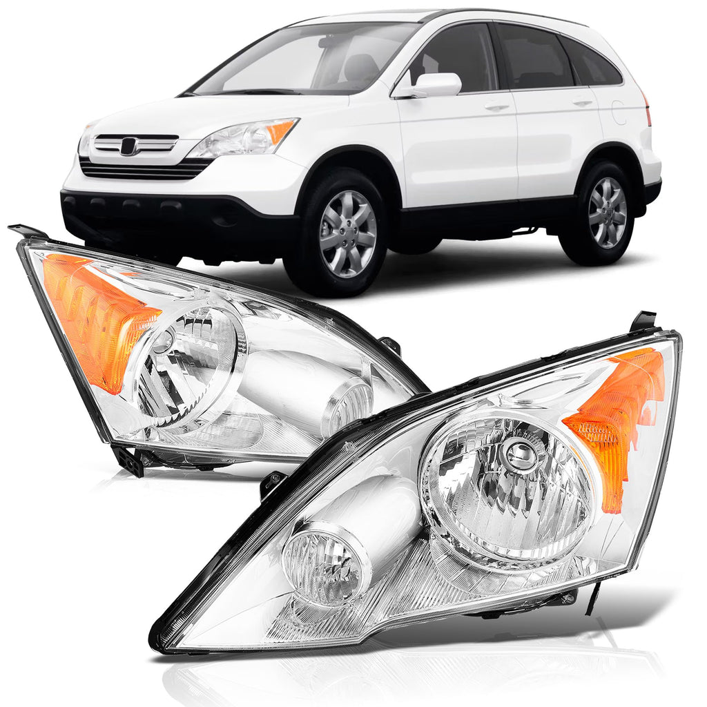 Halogen Headlight Assembly Pair Chrome Housing Clear Lens N45502